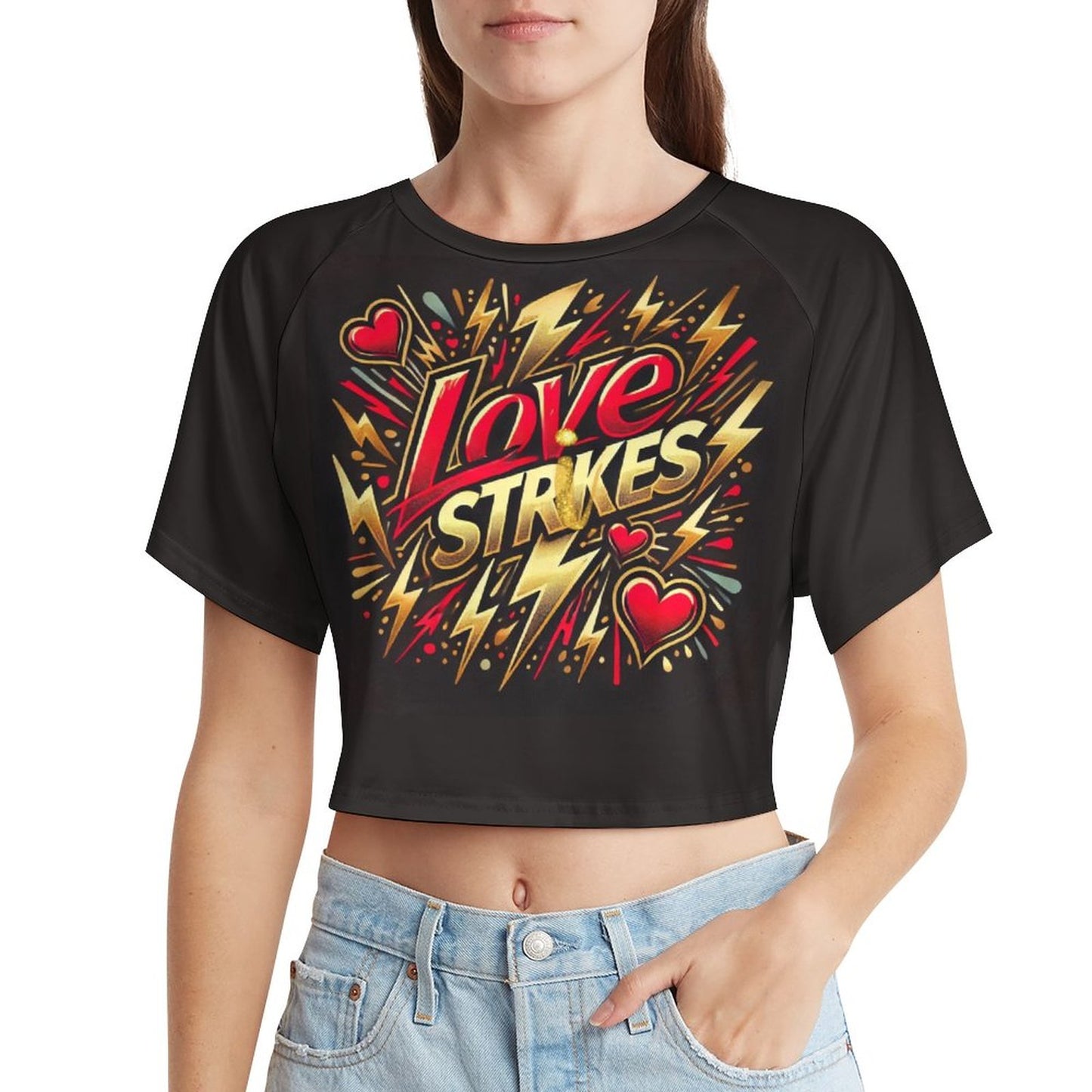 Love Strikes Matching Couple Shirts – Valentine’s Day Tee & Crop Top