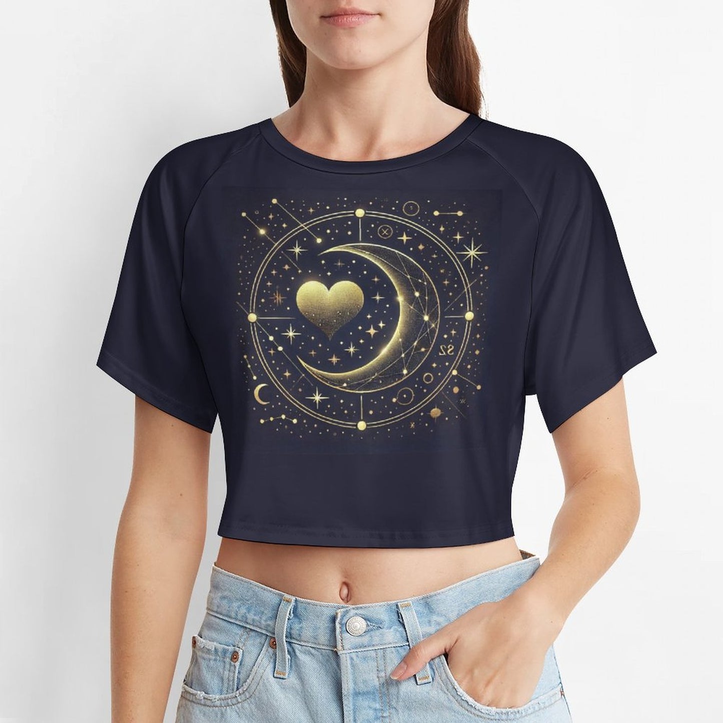 Celestial Heart Tee – Gold Moon & Starry Sky Matching Shirt