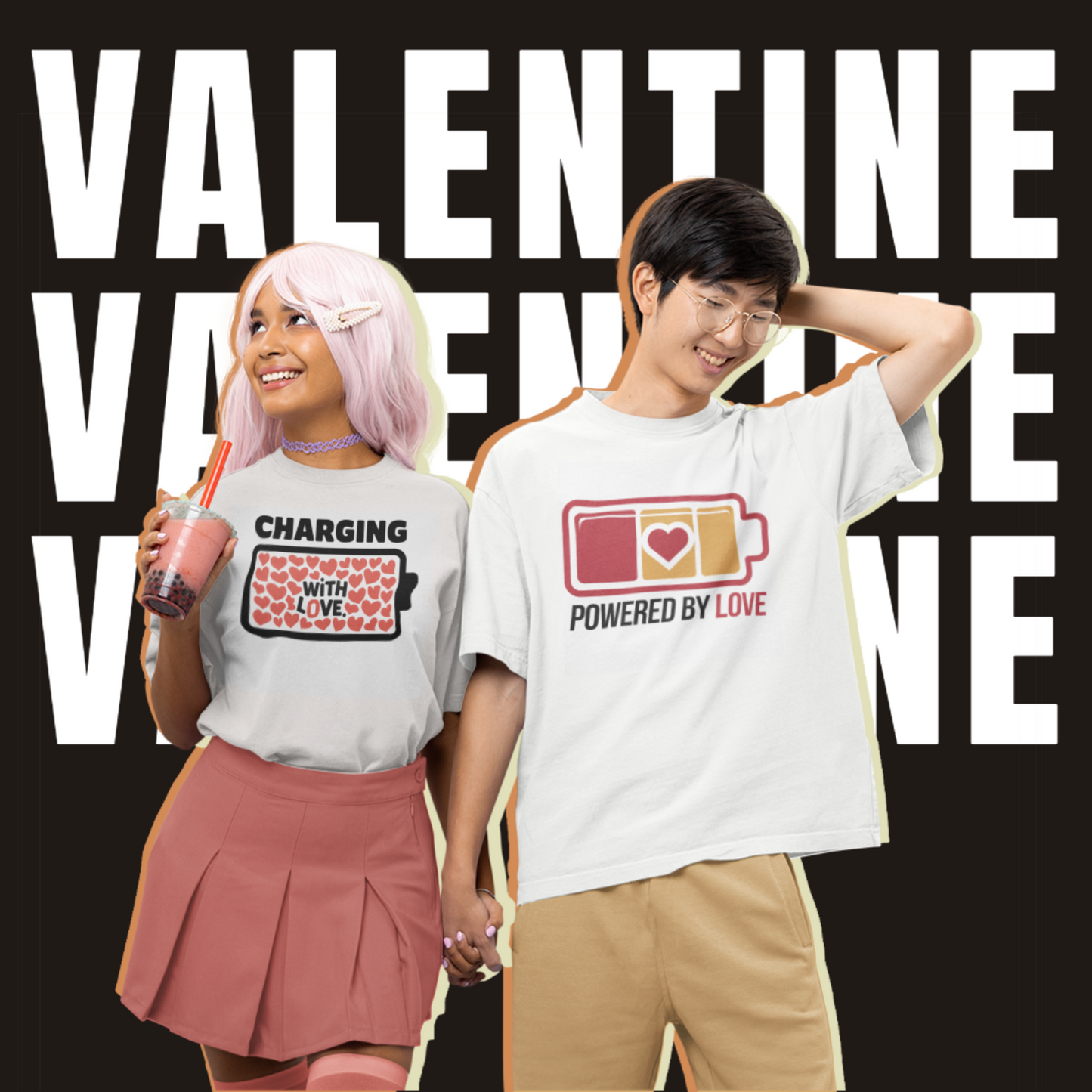 Powered by Love & Charging with Love Matching Shirts