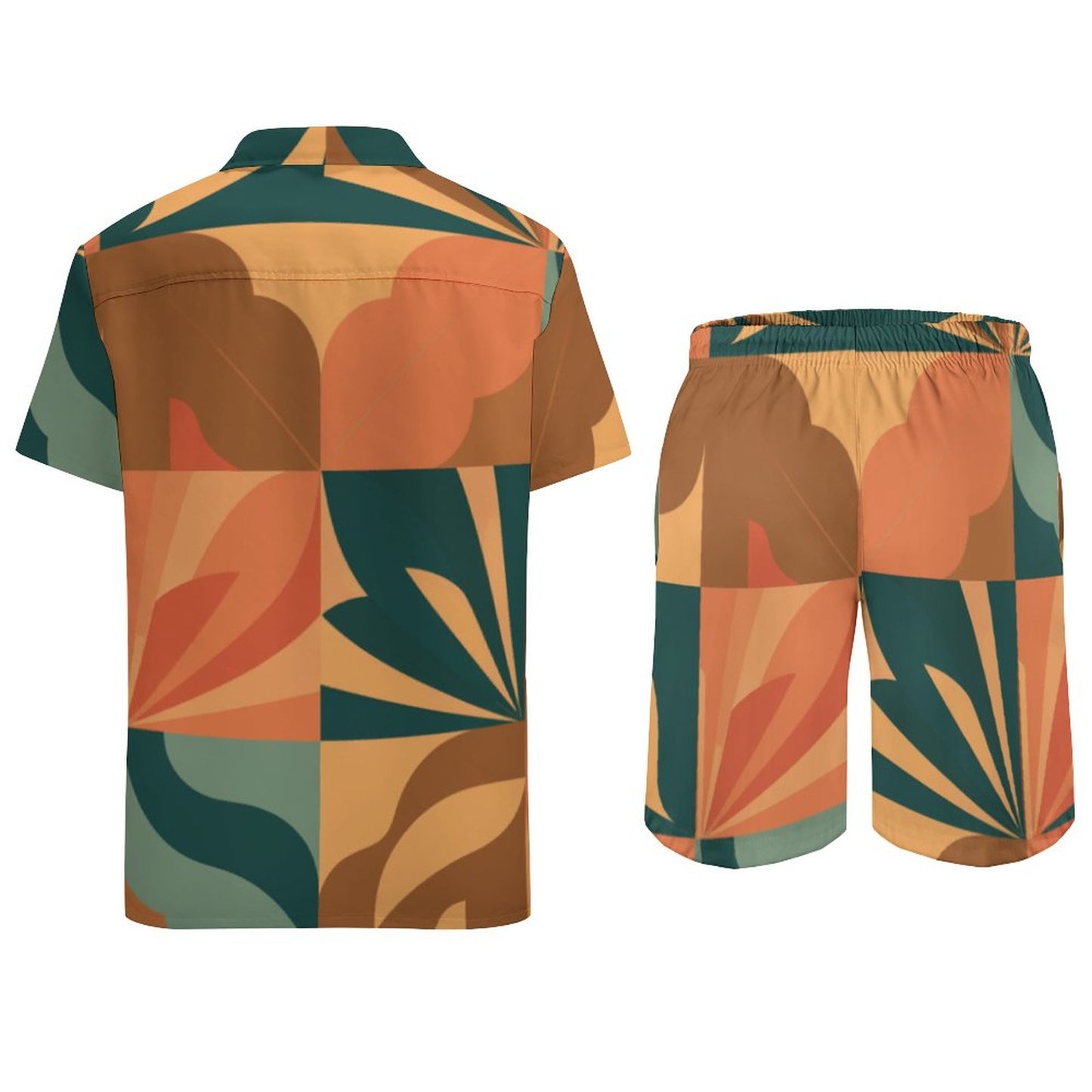 Men's Hawaiian Print Beach Set