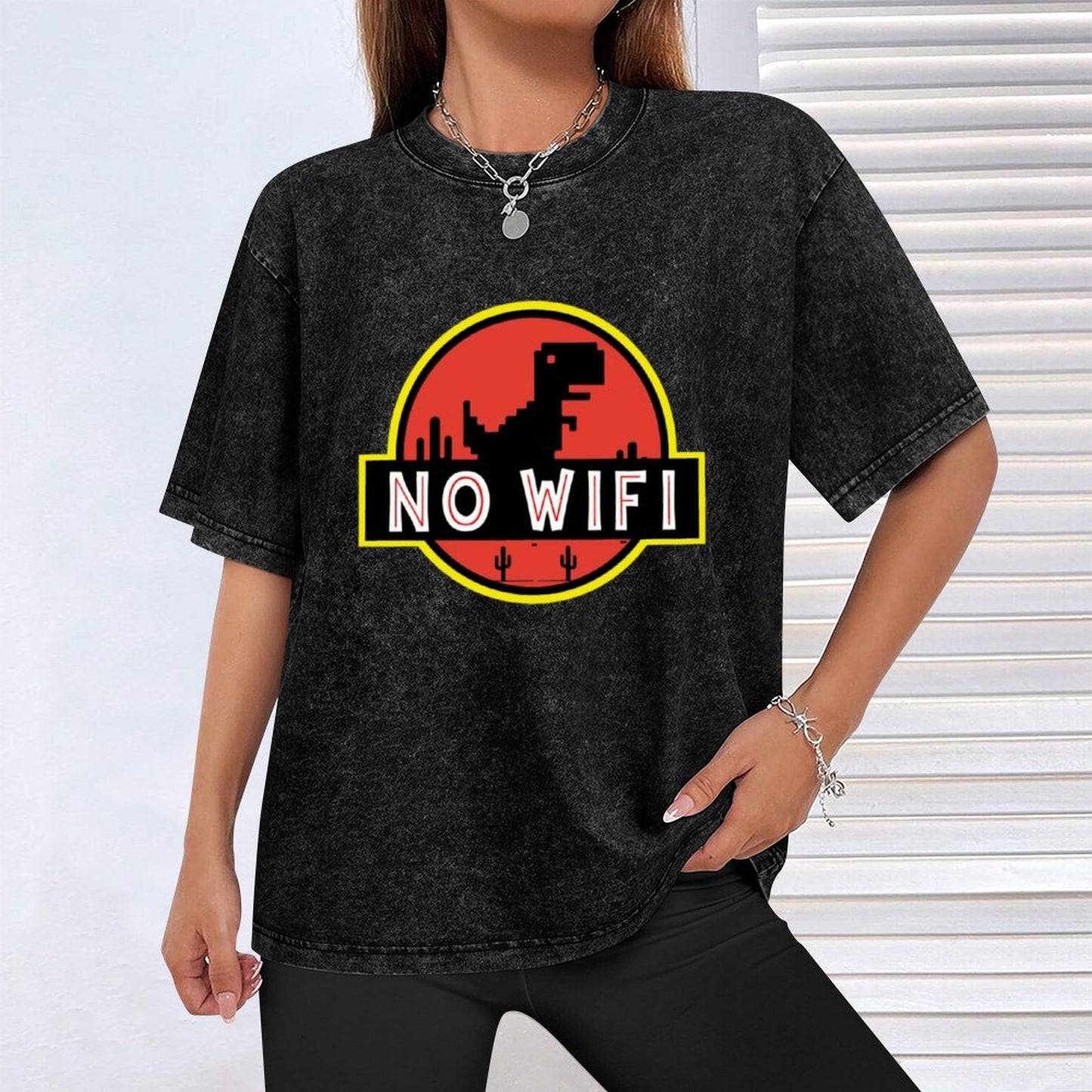 No WiFi Dinosaur T-Shirt – Jurassic Parody Design