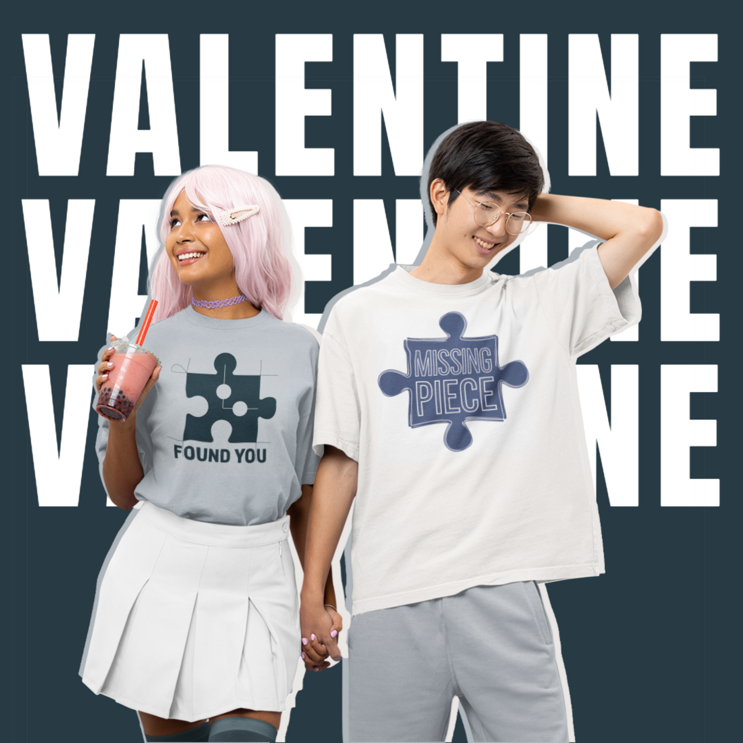 Puzzle Love Couple Tees – Matching Valentine Shirts