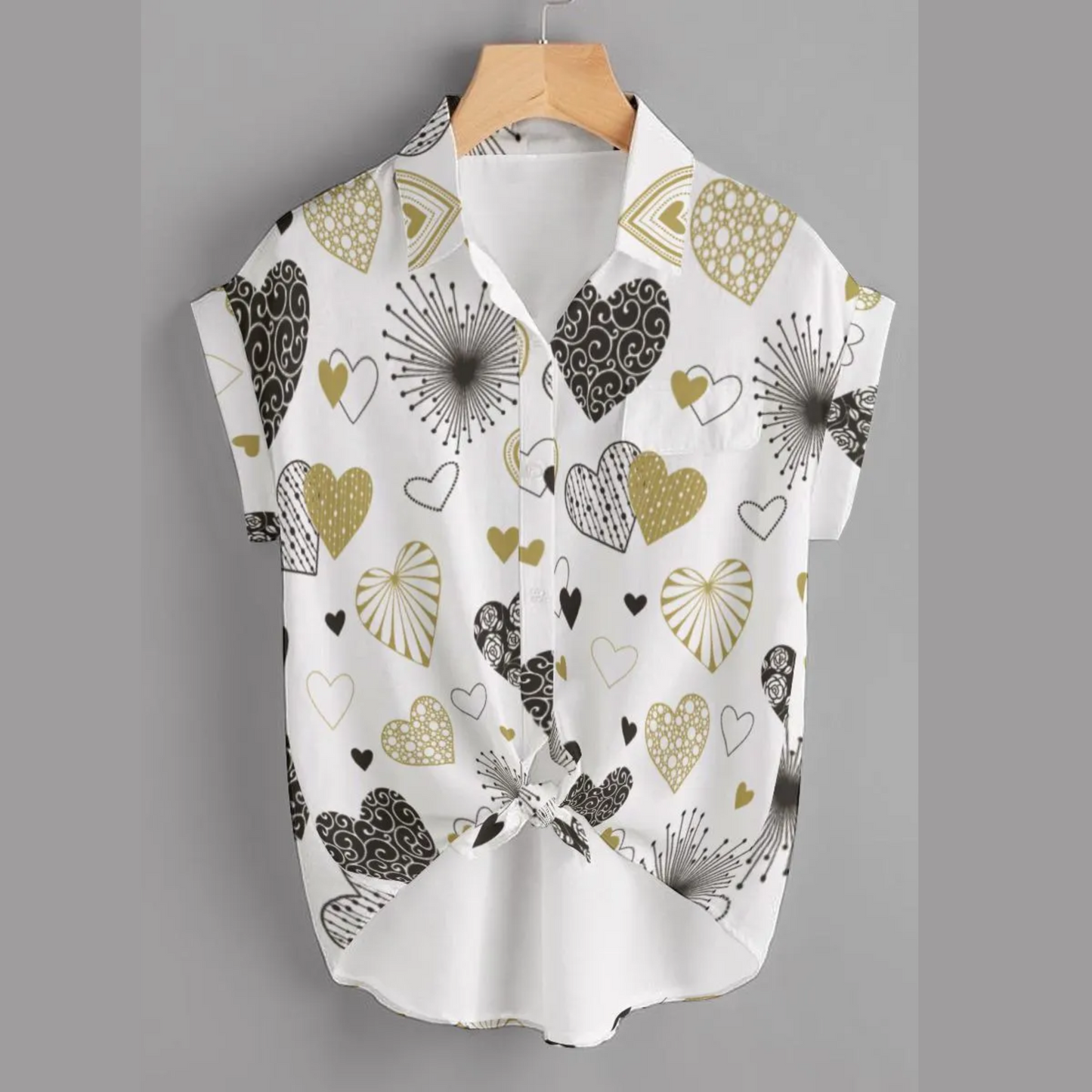 Gold Heart Print Shirt – Elegant Valentine's Edition