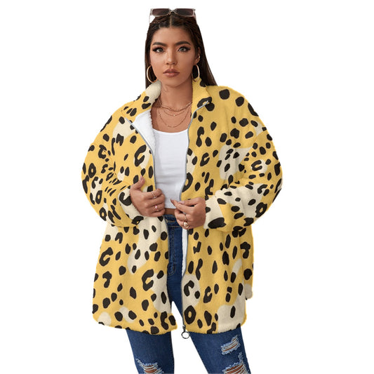 Leopard Print Fleece Jacket - Cozy Unisex Winter Coat