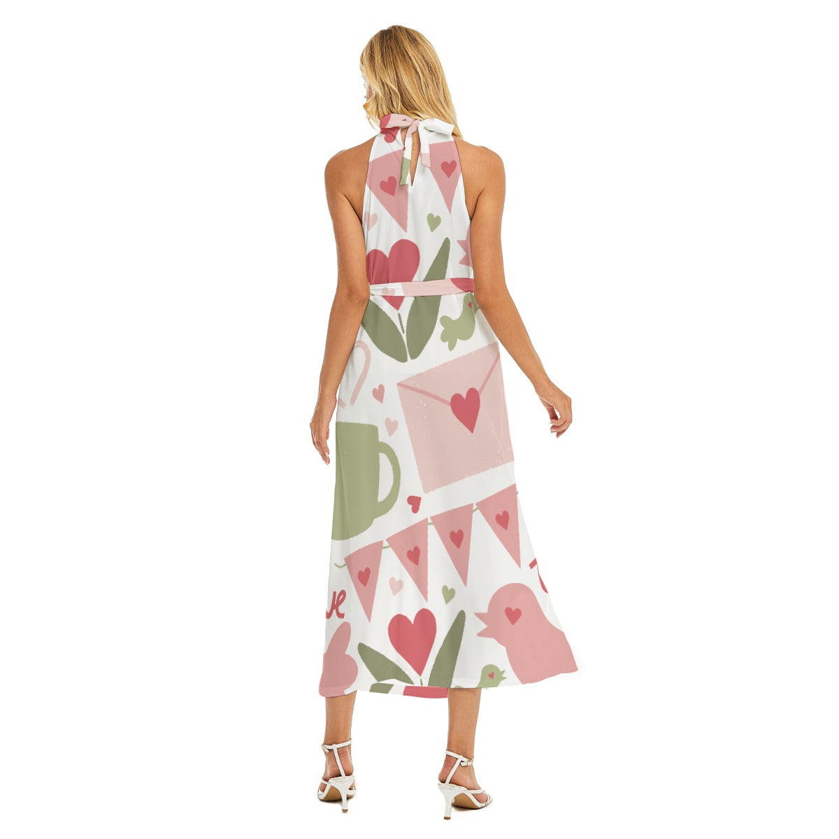 Romantic Heart Halter Wrap Dress - Valentine's Special