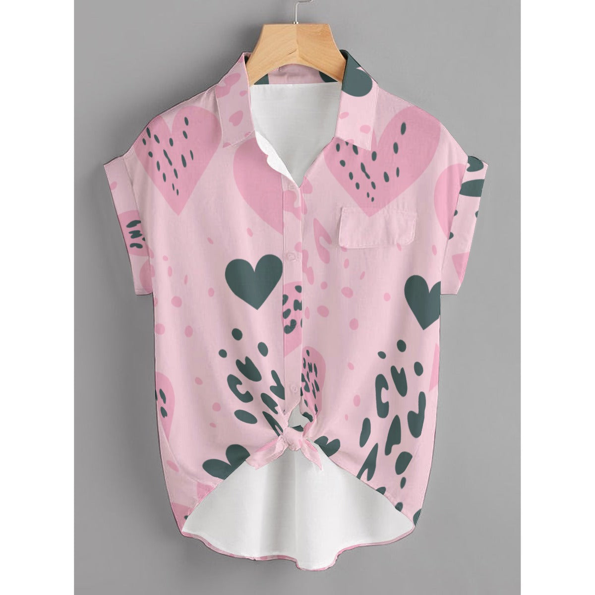 Pink Leopard Heart Print Shirt – Trendy Valentine's Outfit