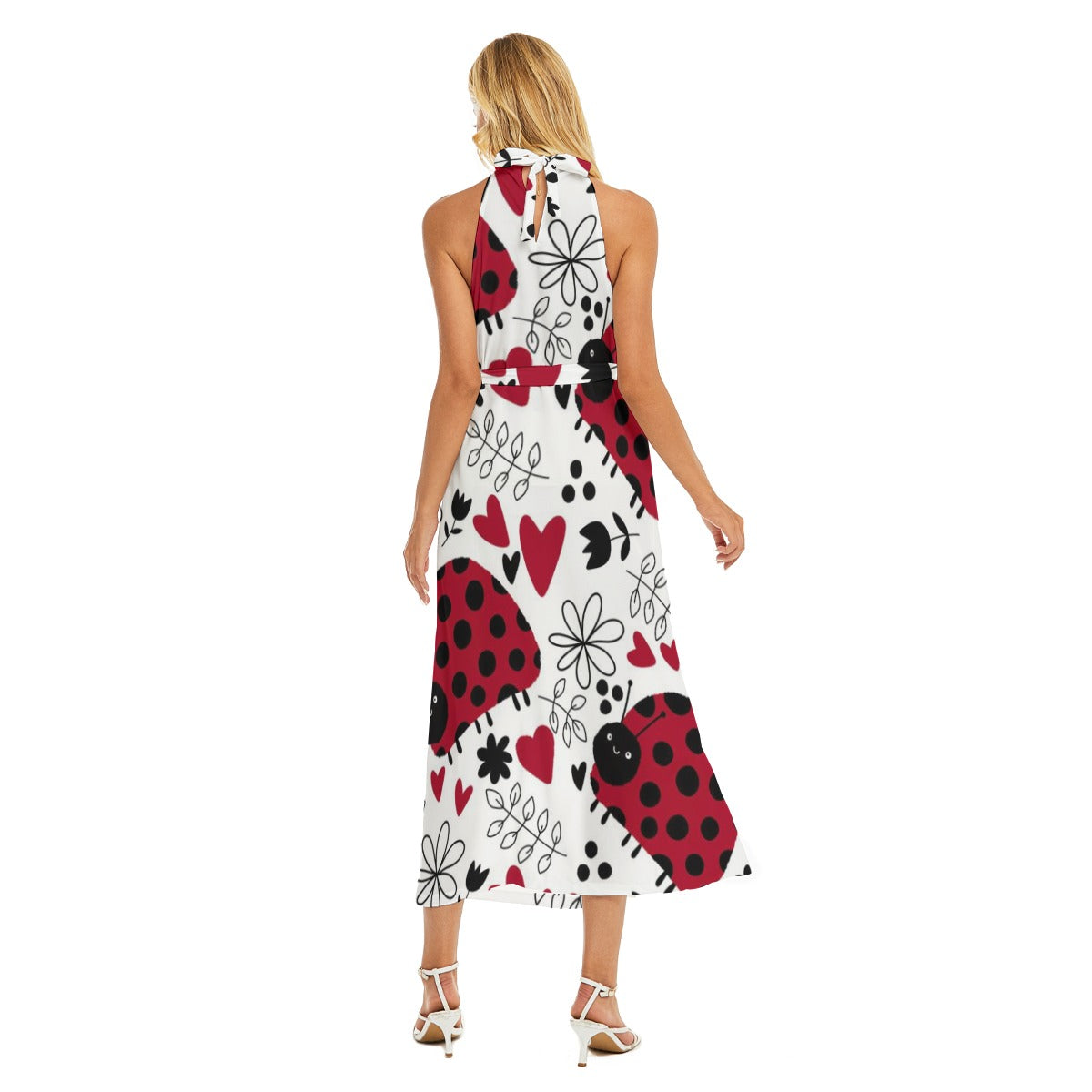 Floral Heart Halter Dress – Romantic & Chic