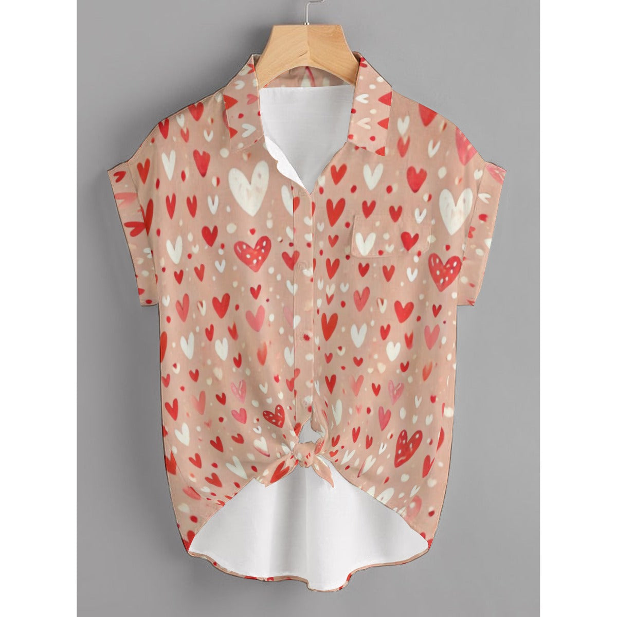 Valentine’s Heart Print Shirt – Romantic Couple Outfit