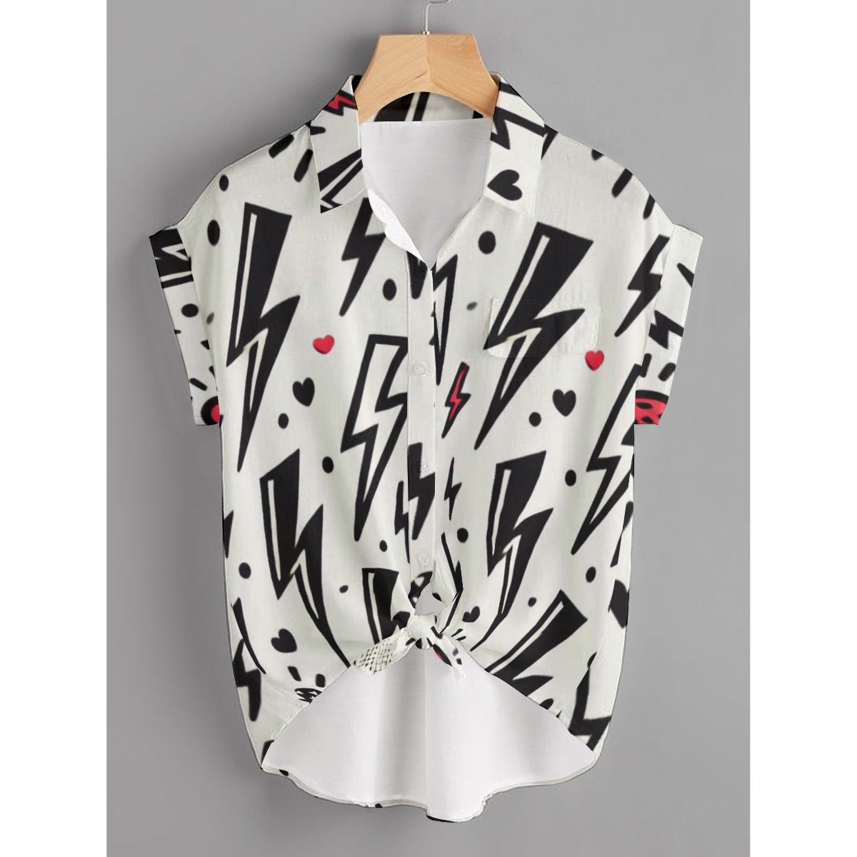 Lightning Bolt Heart Print Valentine’s Shirts – Bold & Stylish