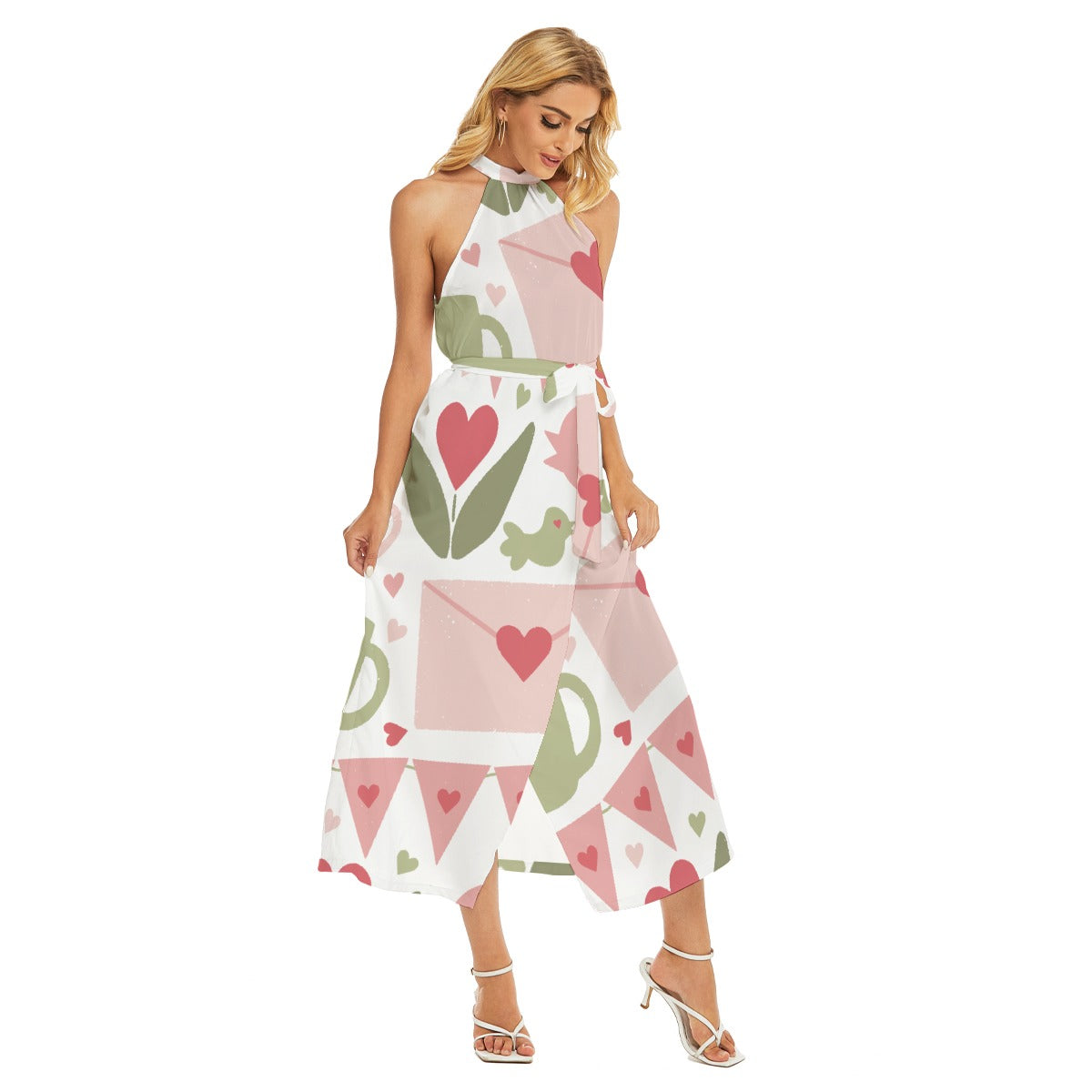 Romantic Heart Halter Wrap Dress - Valentine's Special