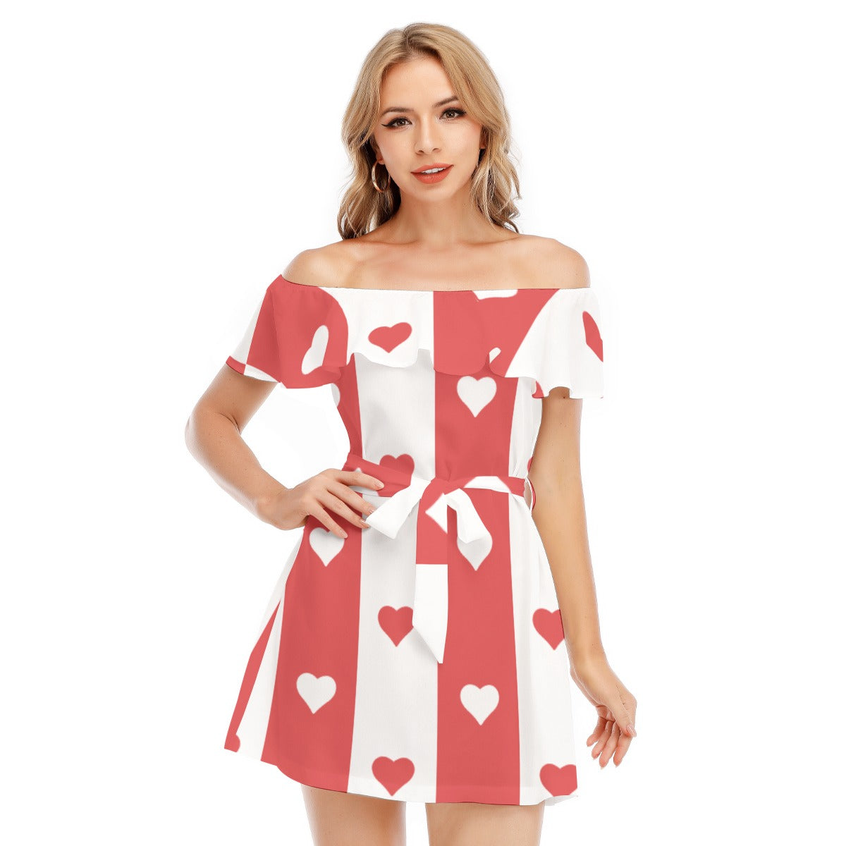 Romantic Off-Shoulder Heart Dress – Trendy & Elegant