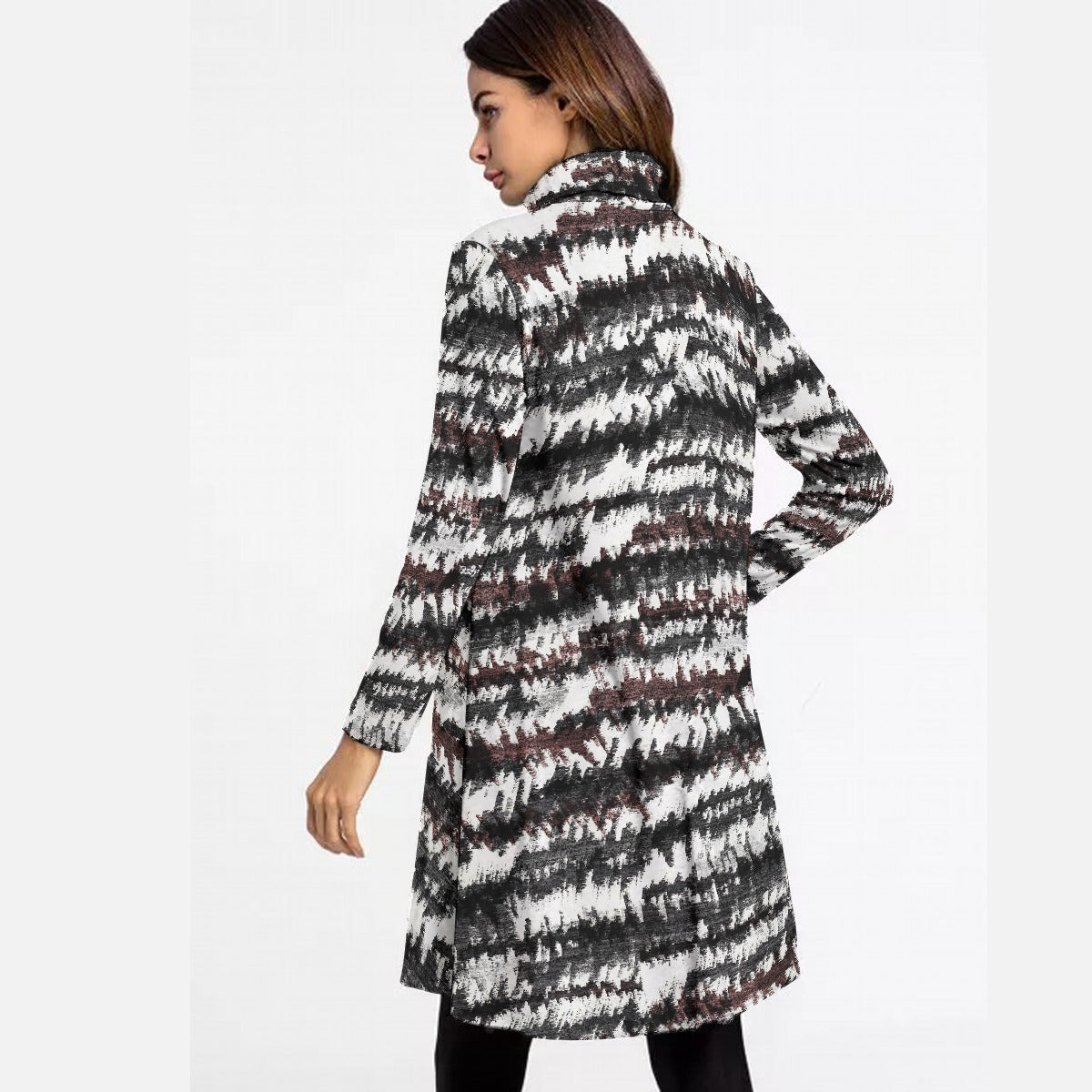 Black & White Abstract High Neck Dress