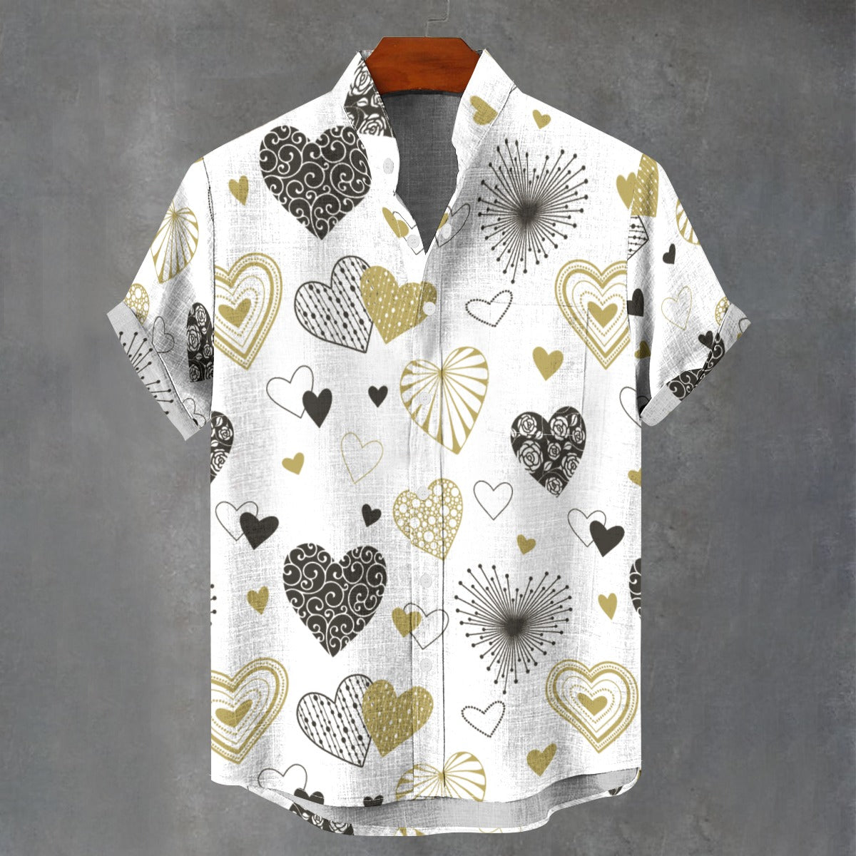 Gold Heart Print Shirt – Elegant Valentine's Edition