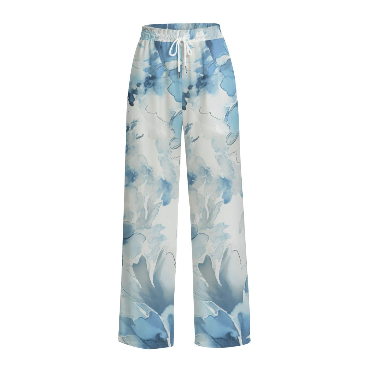 Unisex Blue Floral Print Straight Pants – Lightweight & Stylish