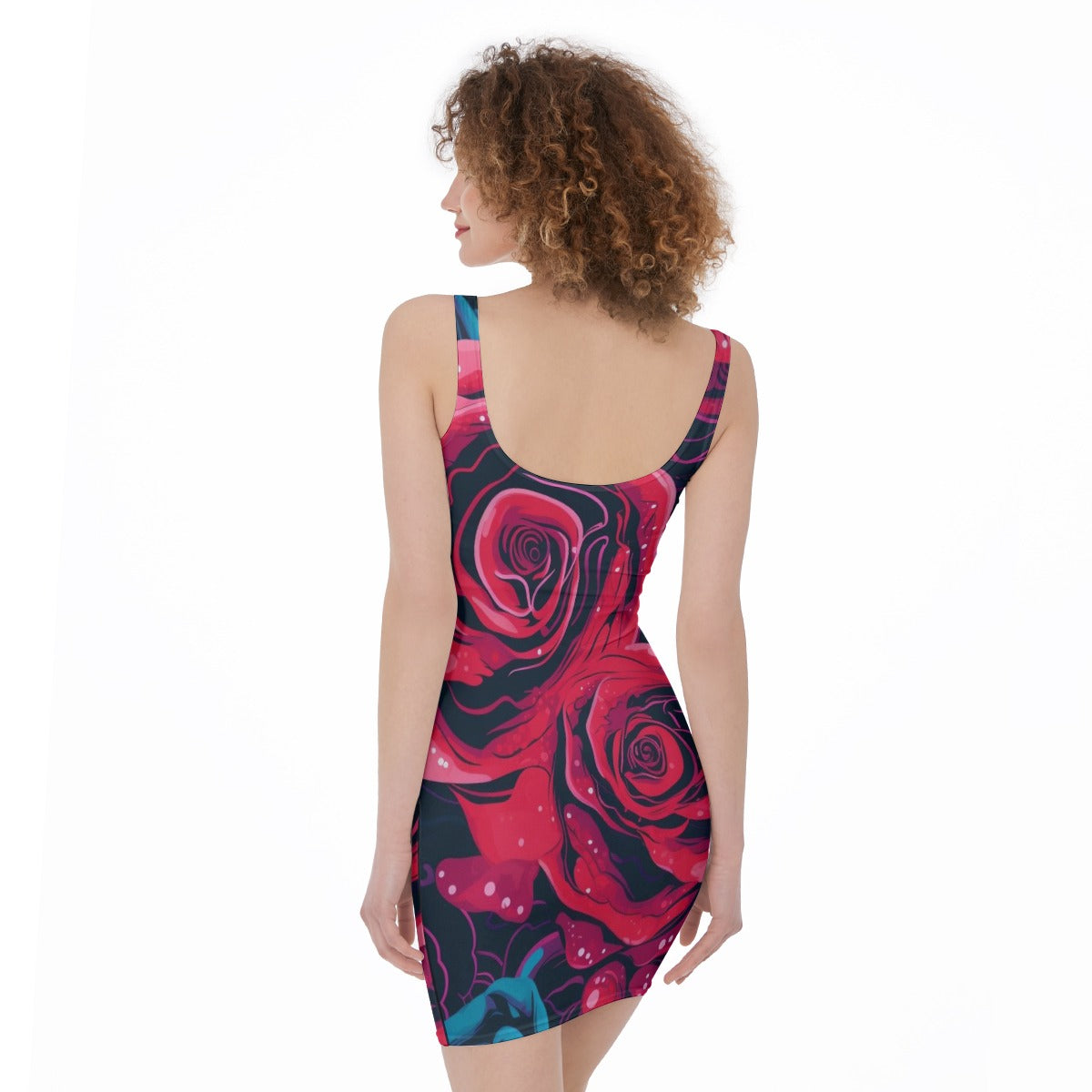 Red Rose Bodycon Mini Dress