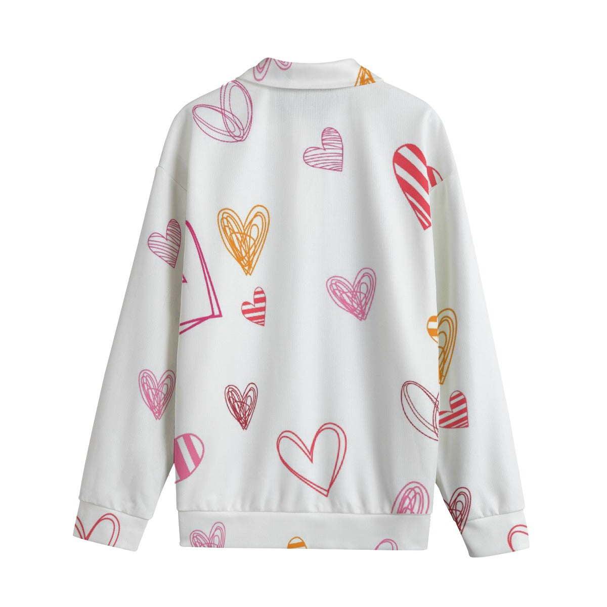 Heart Print Lapel Sweater – Cozy Valentine’s Edition