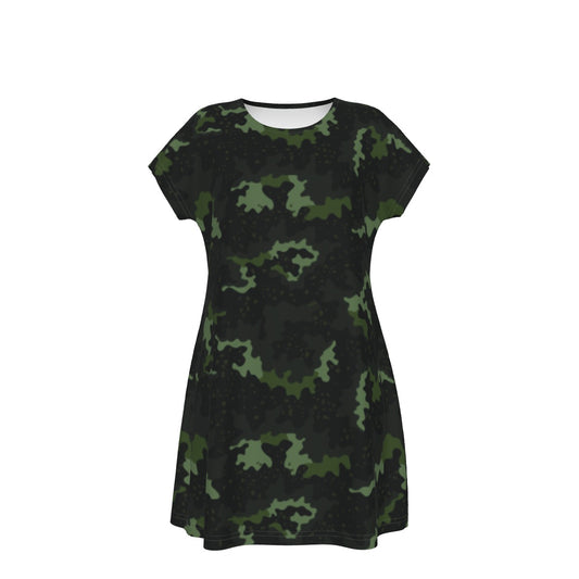 Women's Short Sleeve Camo Print Dress