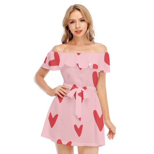 Pink Heart Off-Shoulder Dress