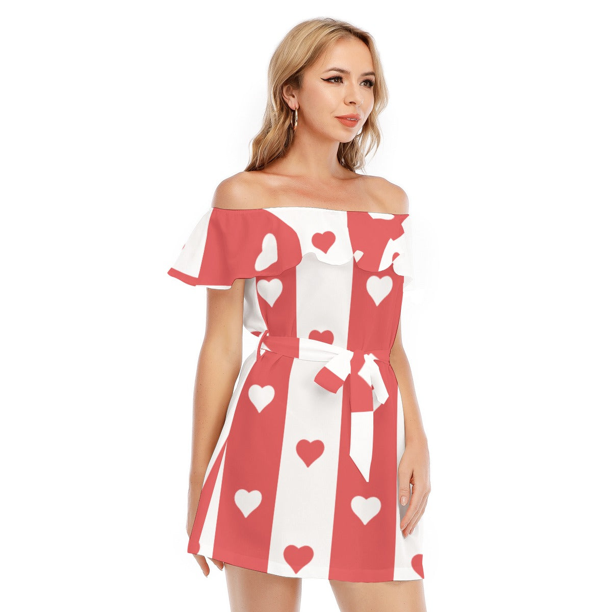 Romantic Off-Shoulder Heart Dress – Trendy & Elegant