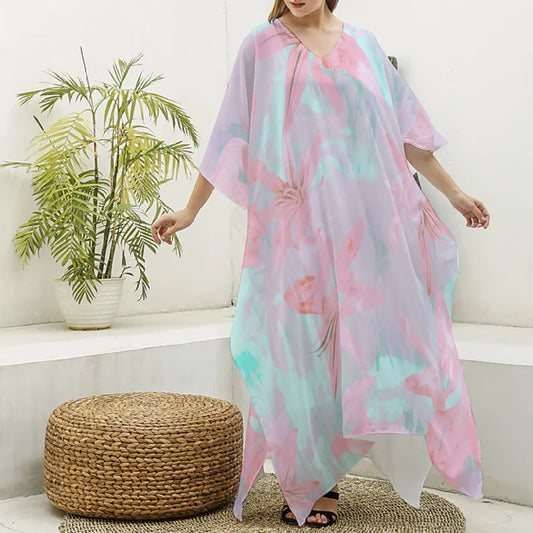 Elegant Silk Kaftan Robe Dress