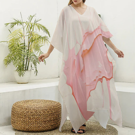 Luxury Silk Pink Kaftan Dress