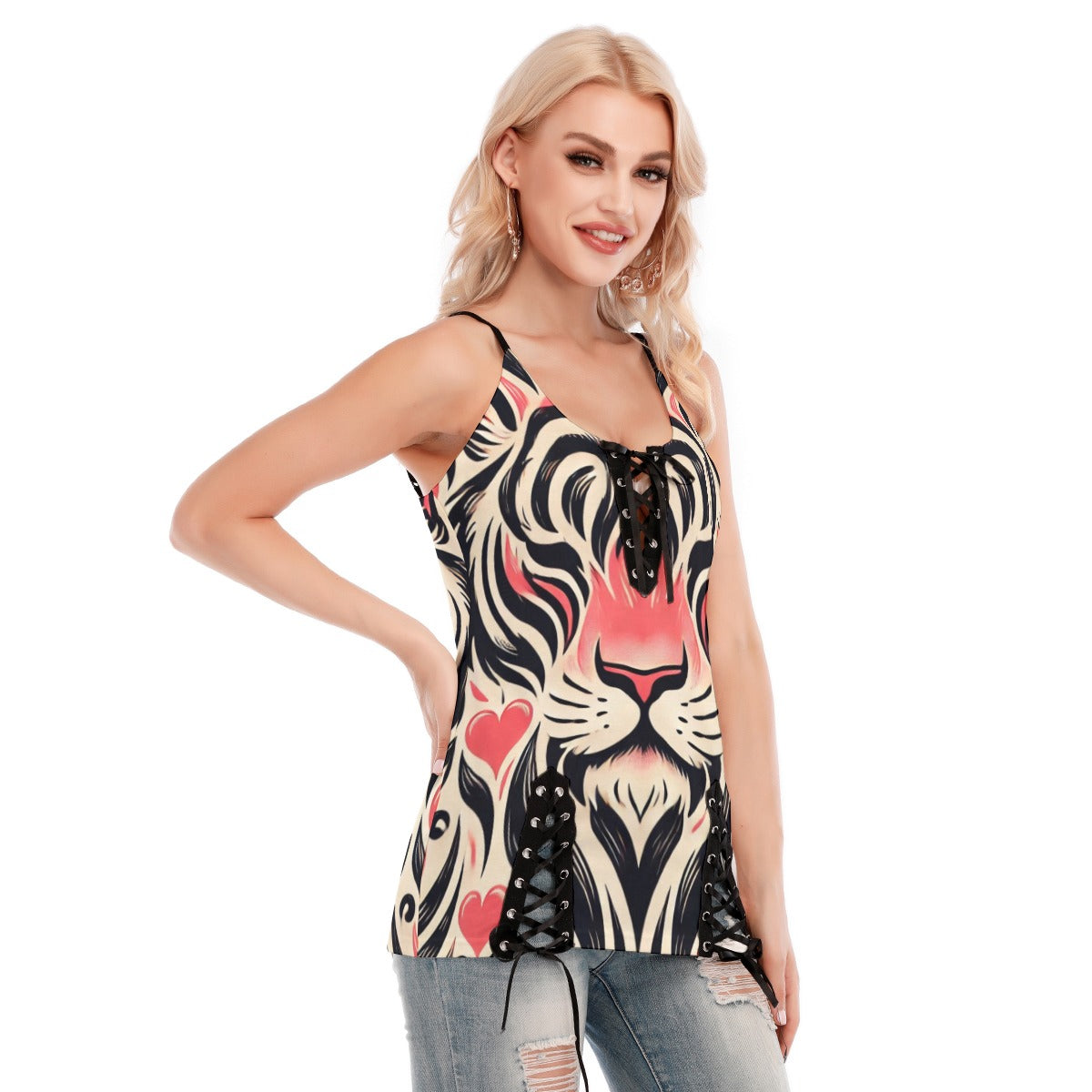 Wild Tiger Print Lace-Up Cami – Bold & Fierce