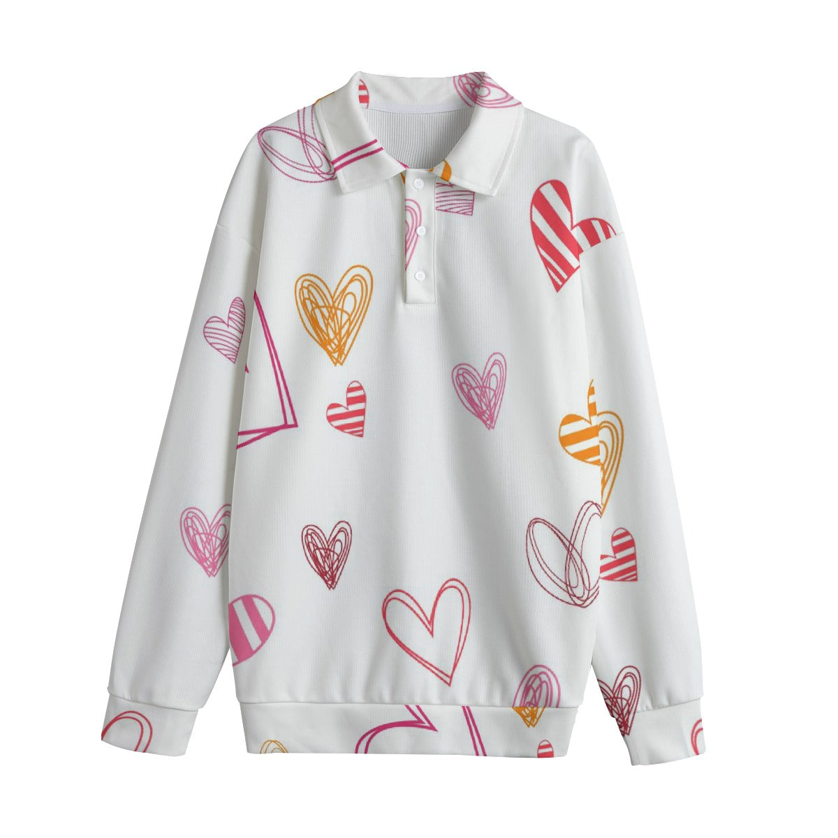 Heart Print Lapel Sweater – Cozy Valentine’s Edition