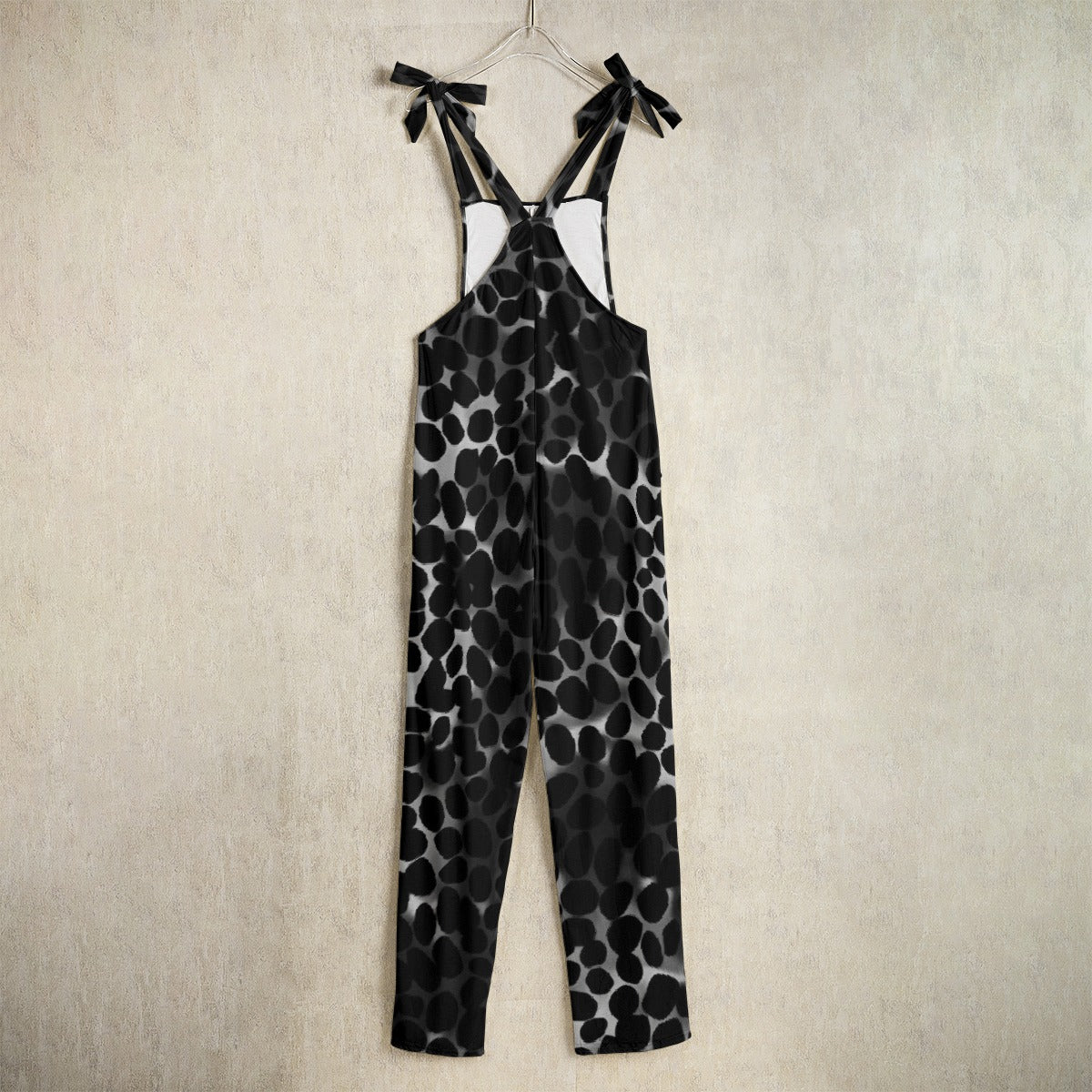 Chic Black Polka Dot Jumpsuit – Loose Fit with Pockets