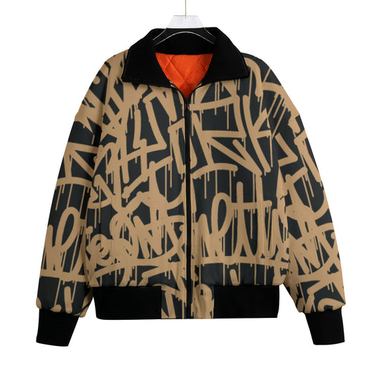 Custom Graffiti Fleece Bomber Jacket - Urban Winter Streetwear