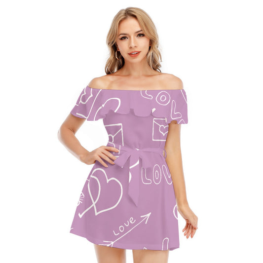 Pastel Purple Off-Shoulder Dress