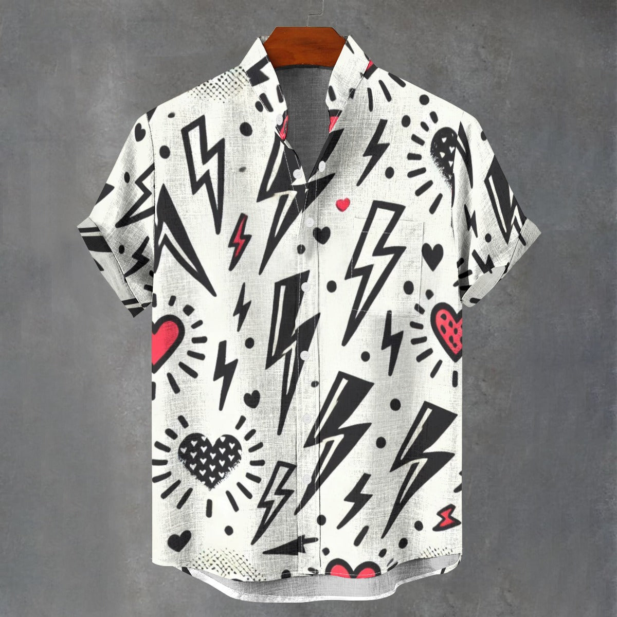 Lightning Bolt Heart Print Valentine’s Shirts – Bold & Stylish