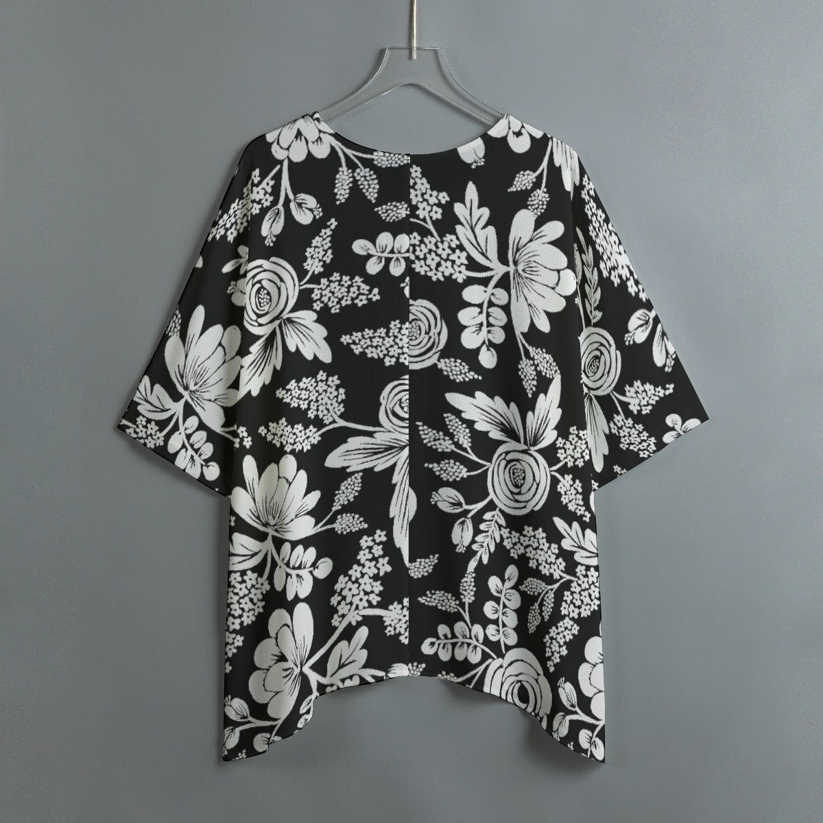 Oversized Batwing Floral Blouse – Chic Loose-Fit Top