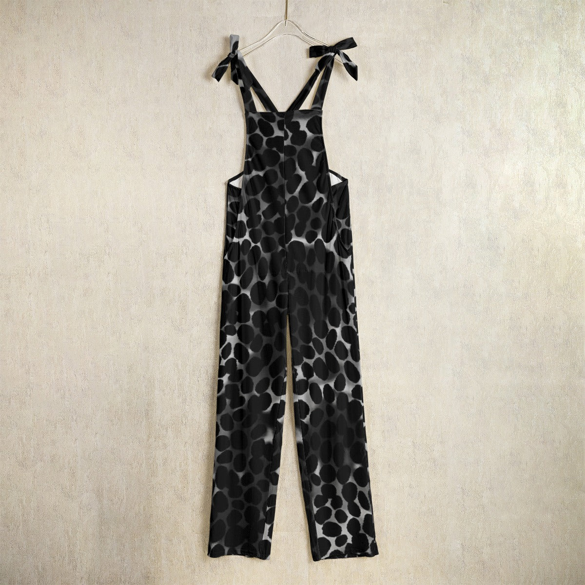 Chic Black Polka Dot Jumpsuit – Loose Fit with Pockets