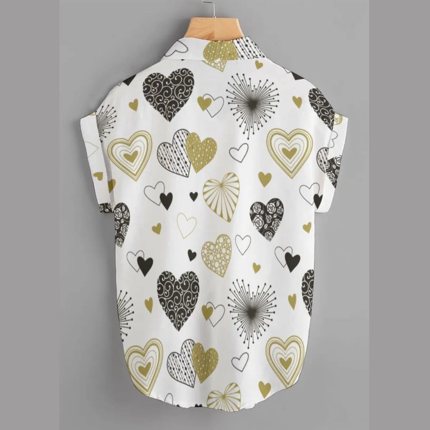 Gold Heart Print Shirt – Elegant Valentine's Edition