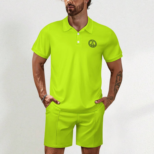 Retro Neon Polo Set - "Hope" Handprint Sporty Outfit