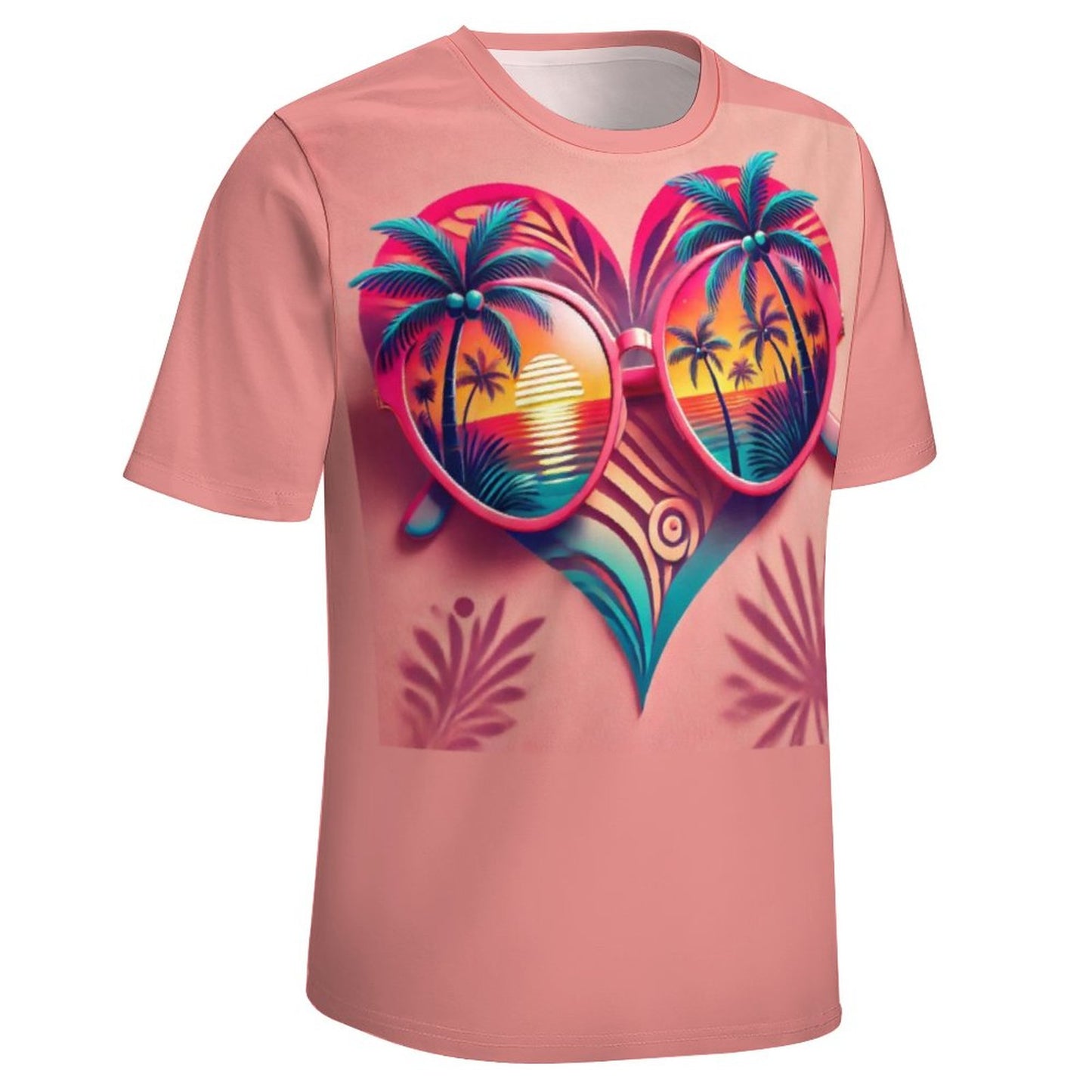 Tropical Heart Sunset Shirt – Beach Vibes Couple’s Tee & Crop Top