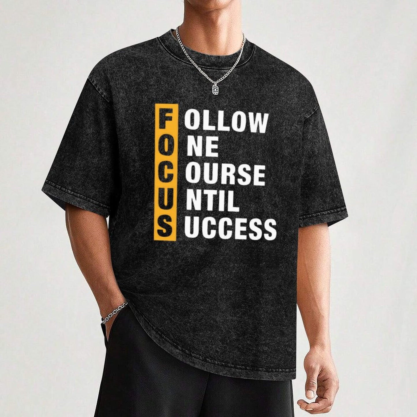 Focus Motivational Graphic T-Shirt – Vintage Black