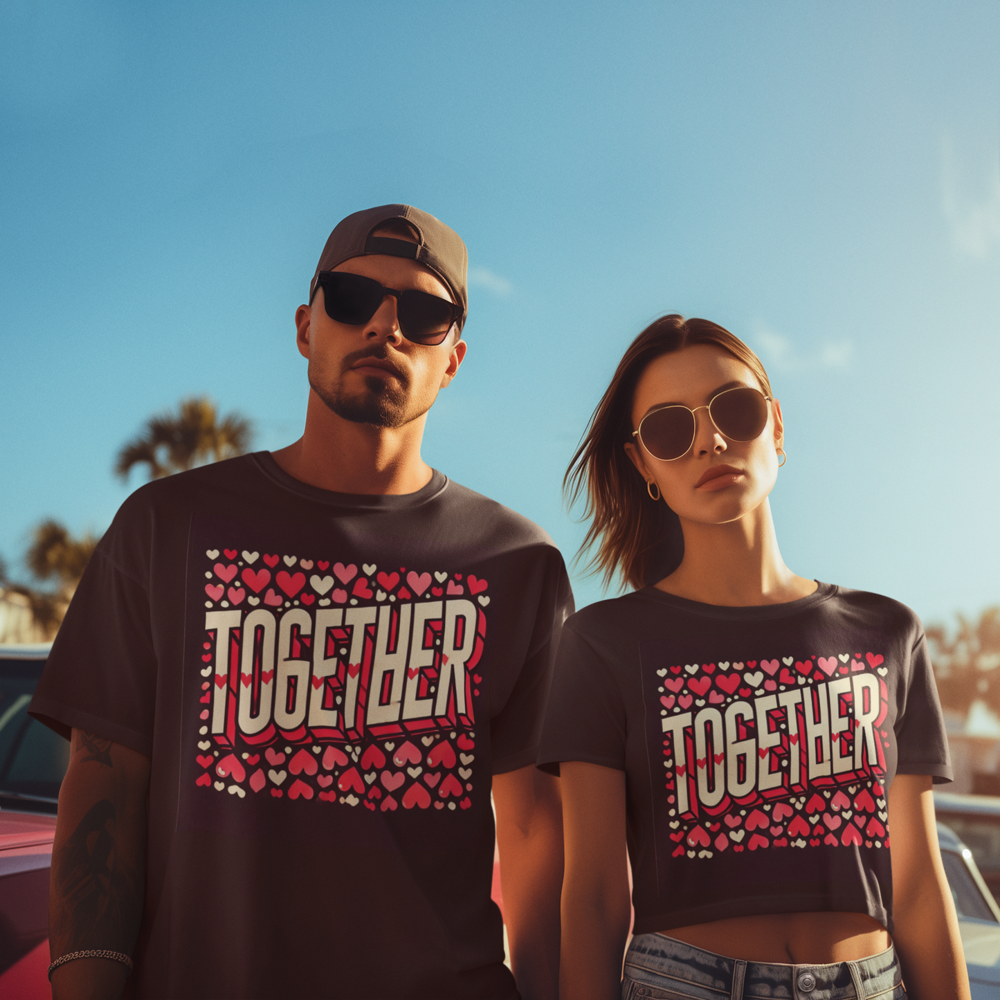 Together Matching Couple Shirts – Valentine's Day Tee & Crop Top