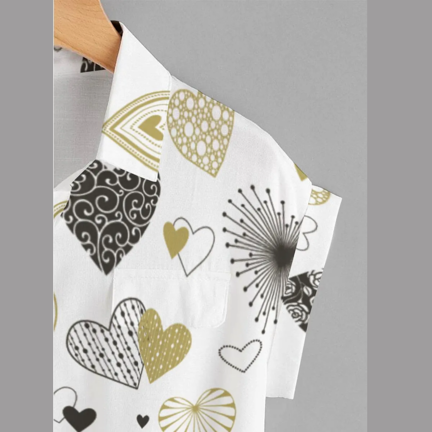 Gold Heart Print Shirt – Elegant Valentine's Edition