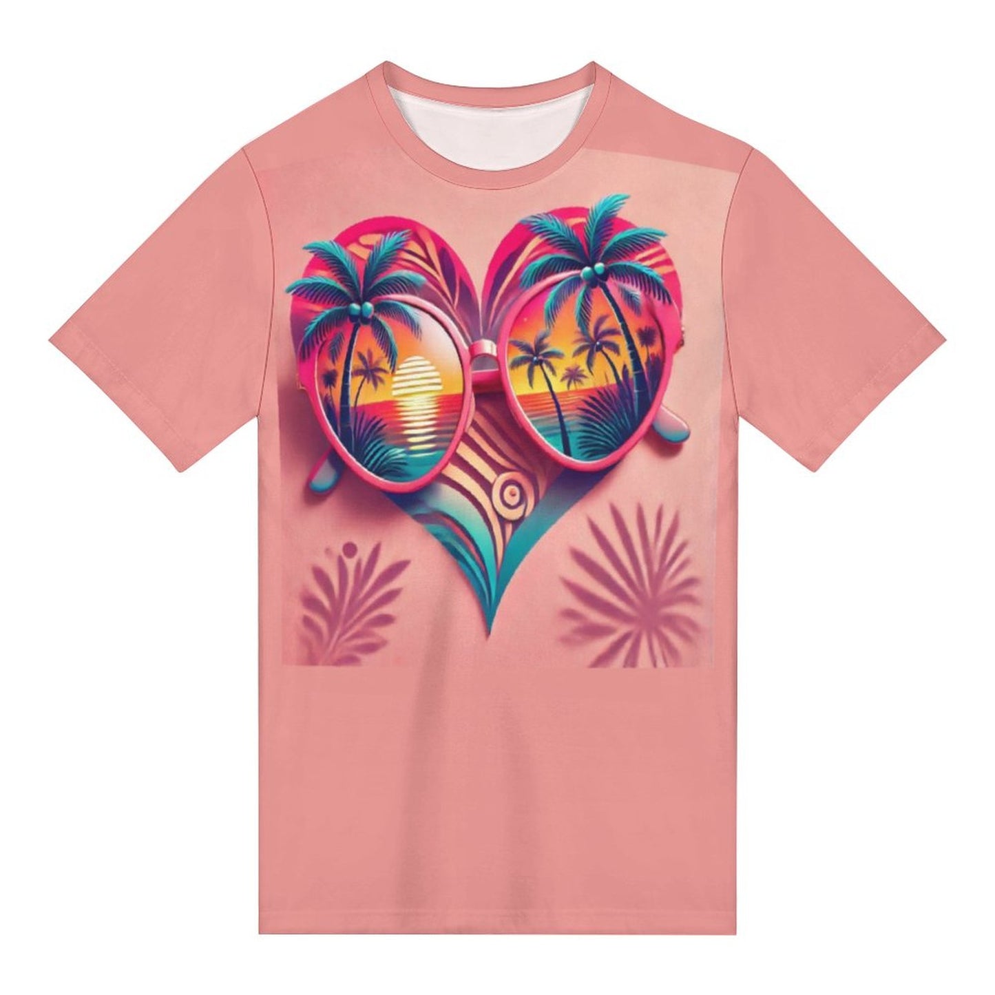 Tropical Heart Sunset Shirt – Beach Vibes Couple’s Tee & Crop Top