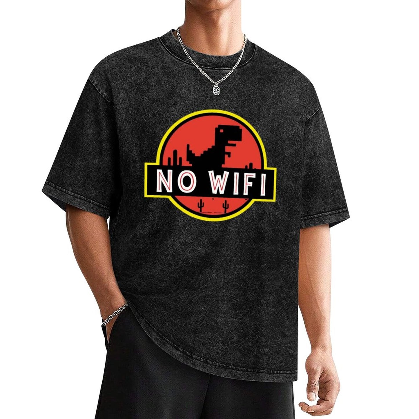 No WiFi Dinosaur T-Shirt – Jurassic Parody Design