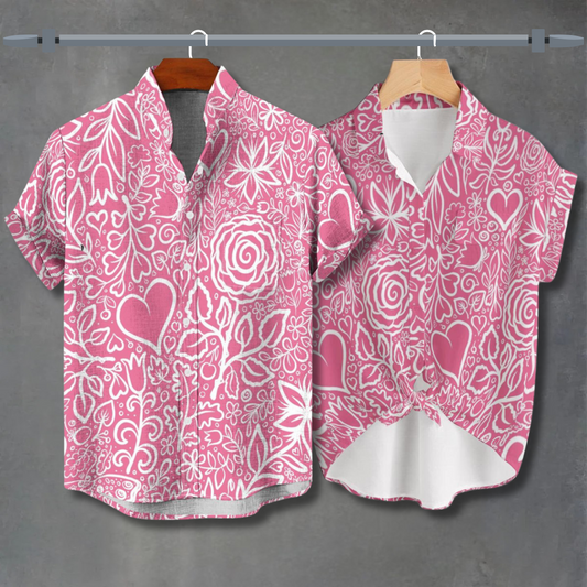 Floral Heart Valentine’s Shirts – Romantic Couple’s Outfit