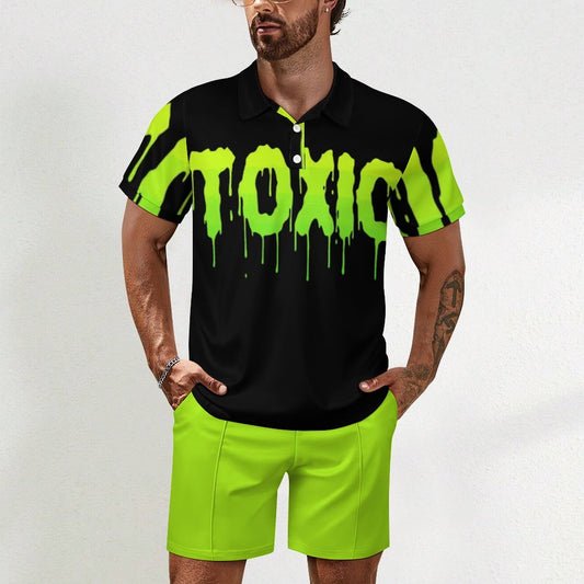 Toxic Print Polo & Shorts Set - Lightweight Summer Outfit