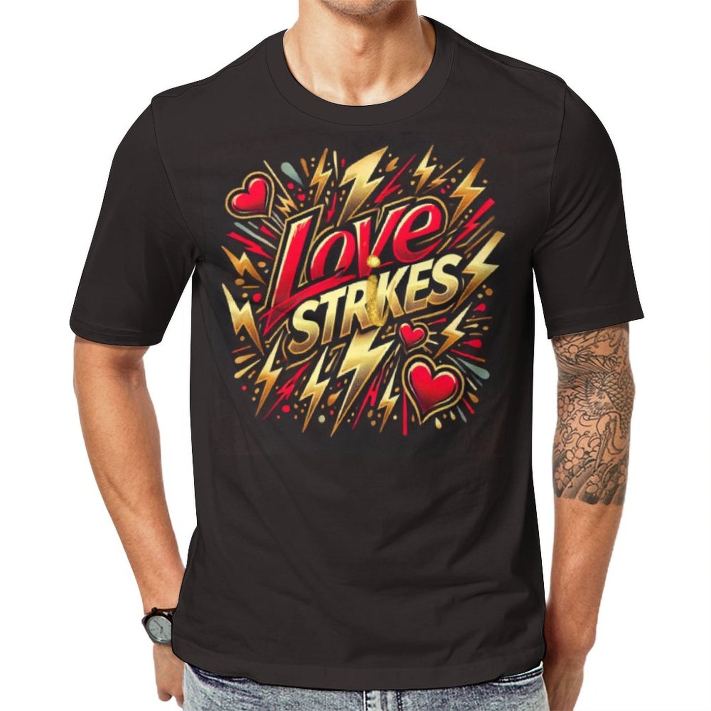 Love Strikes Matching Couple Shirts – Valentine’s Day Tee & Crop Top