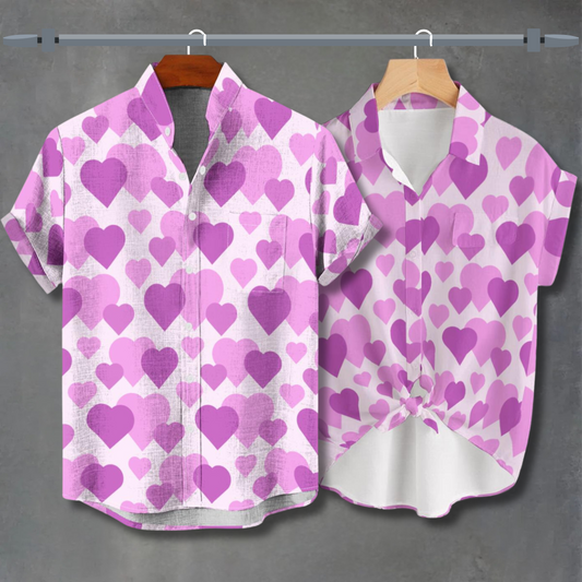 Purple Heart Valentine’s Shirts – Stylish Couples’ Outfit