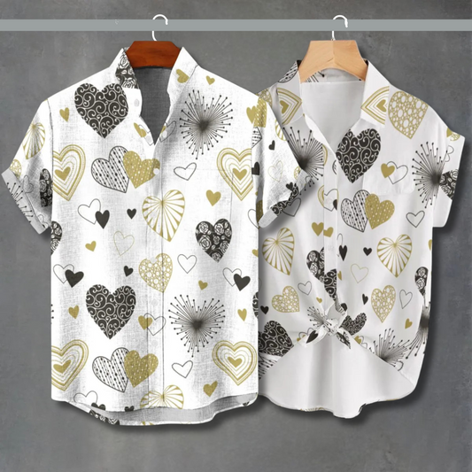 Gold Heart Print Shirt – Elegant Valentine's Edition