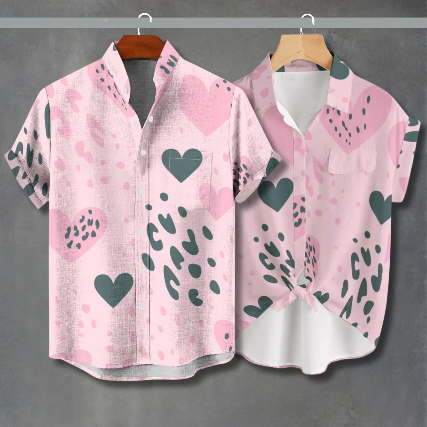 Pink Leopard Heart Print Shirt – Trendy Valentine's Outfit