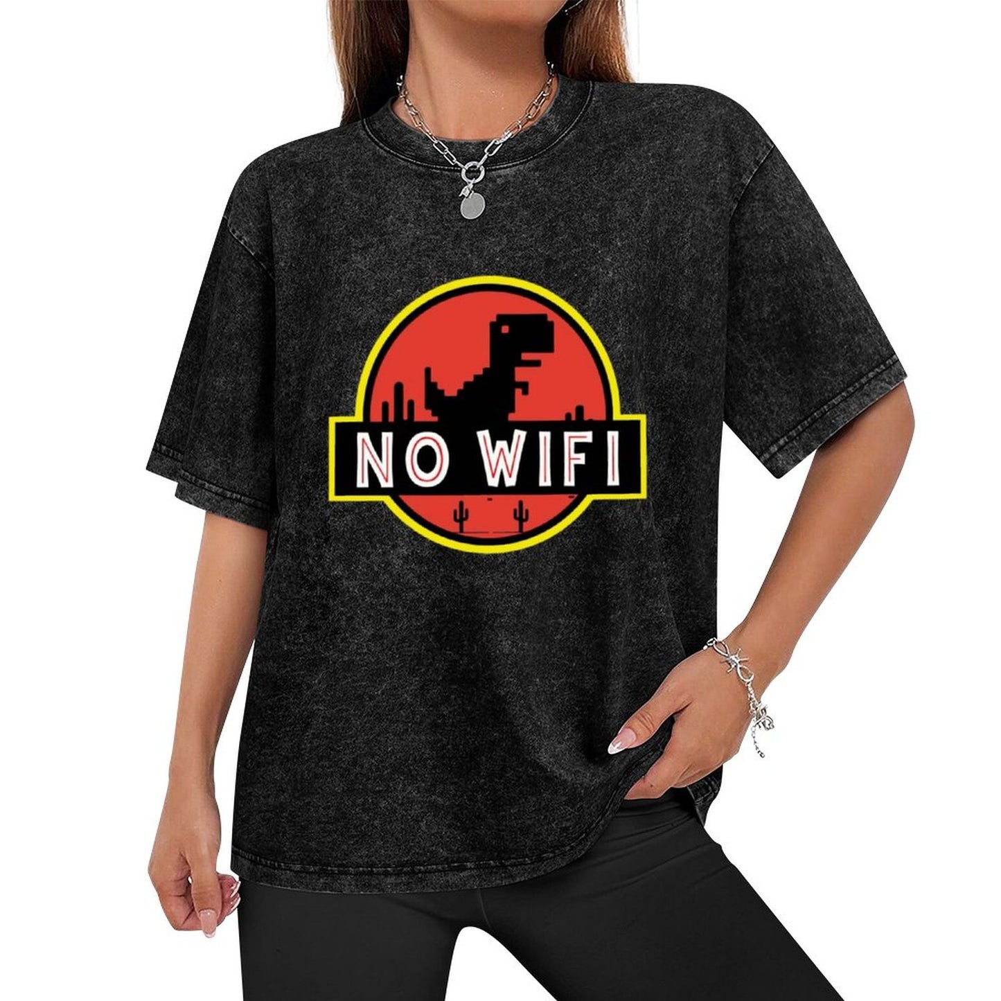 No WiFi Dinosaur T-Shirt – Jurassic Parody Design