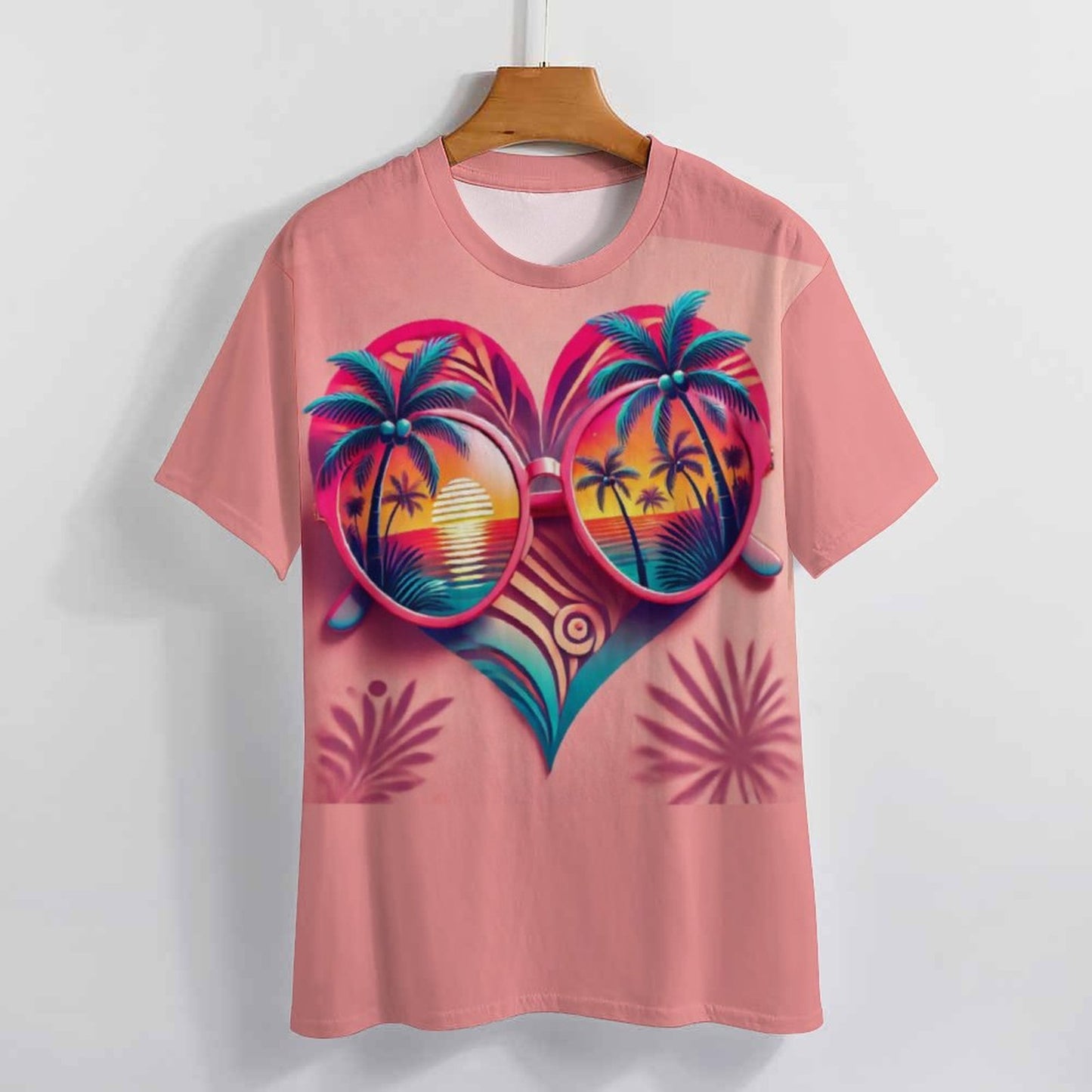 Tropical Heart Sunset Shirt – Beach Vibes Couple’s Tee & Crop Top