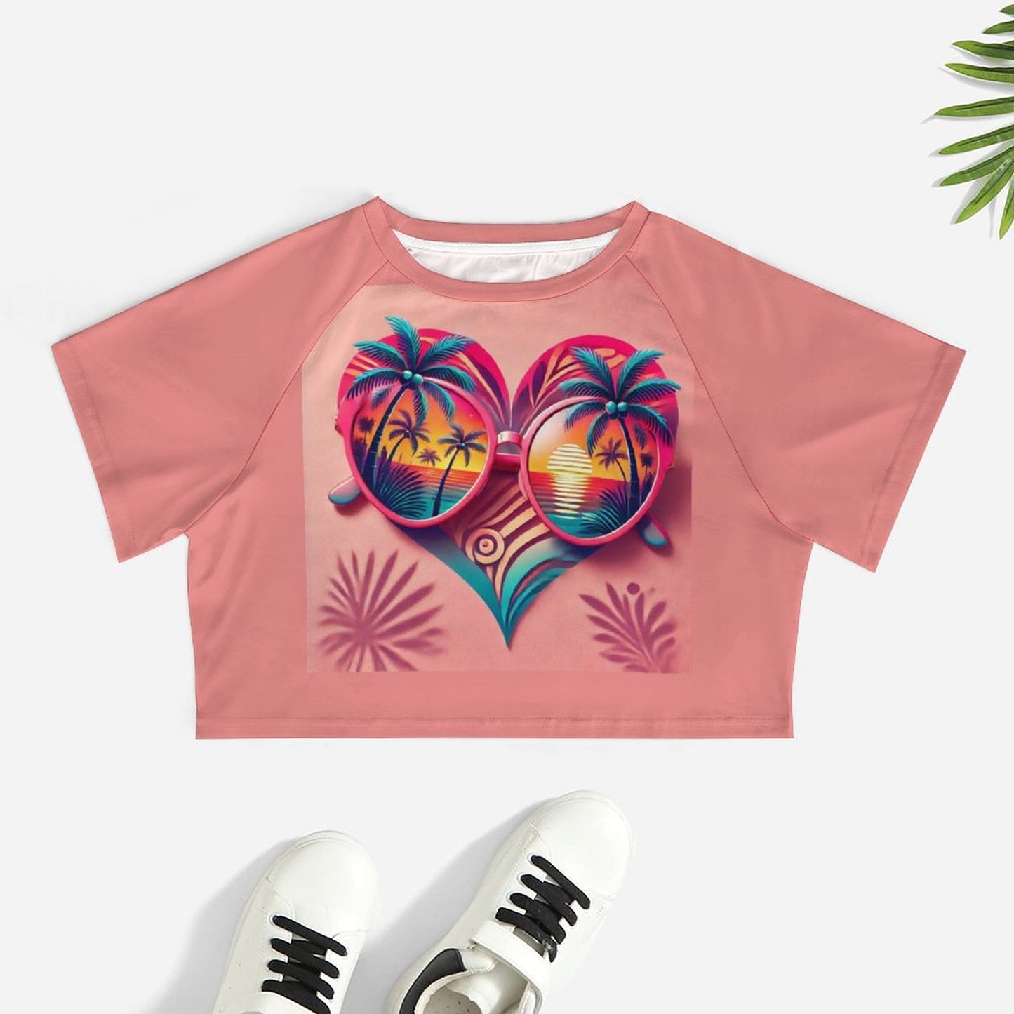 Tropical Heart Sunset Shirt – Beach Vibes Couple’s Tee & Crop Top